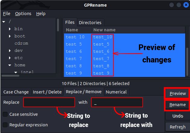 ఫైళ్లను చివరిగా పేరు మార్చడానికి ముందు మార్పులను పరిదృశ్యం చేయండి